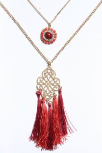 Layered Fashion Necklace with Tassels