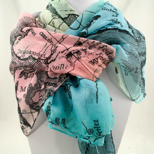 Printed Open Ended Fashion Scarves - Map
