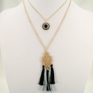 Layered Fashion Necklace with Tassels