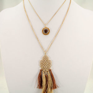 Layered Fashion Necklace with Tassels