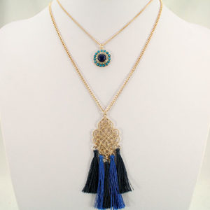Layered Fashion Necklace with Tassels
