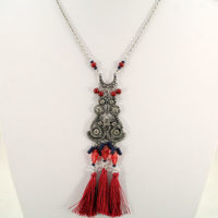 Fashion Necklace with Rhinestones and Tassels