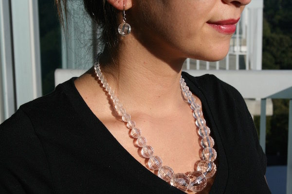 Clear Beaded Necklace Set