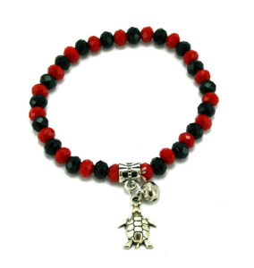 Red and Black Crystal Beaded Charm - Turtle