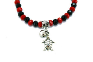 Red and Black Crystal Beaded Charm - Turtle