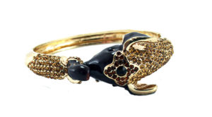 Crystal Elephant Clasp Bracelet - Gold-Brown