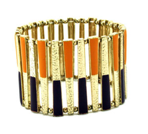 Gold Bar Bangle Bracelet - Yellow and Purple