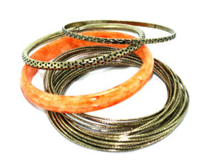 Gold Layered Bangle Set - Orange