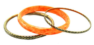 Gold Layered Bangle Set - Orange