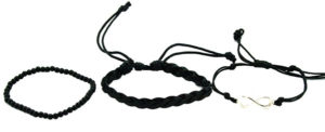 Layered Black Leather Bracelet Set- Silver Infinity