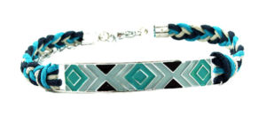 Leather Braid Tribal Bar - Blues