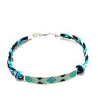 Leather Braid Tribal Bar - Blues