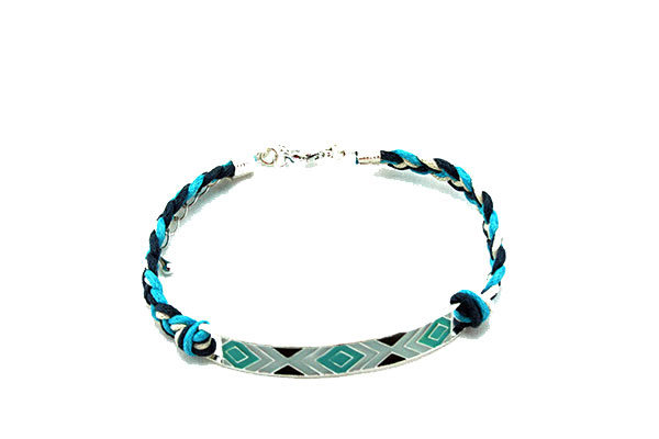 Leather Braid Tribal Bar - Blues