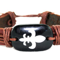 Leather Fleur-De-Lis Bracelet