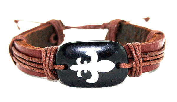 Leather Fleur-De-Lis Bracelet