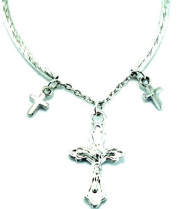 Silver Chain Cross Bracelet/Anklet - 5 Cross with Bars