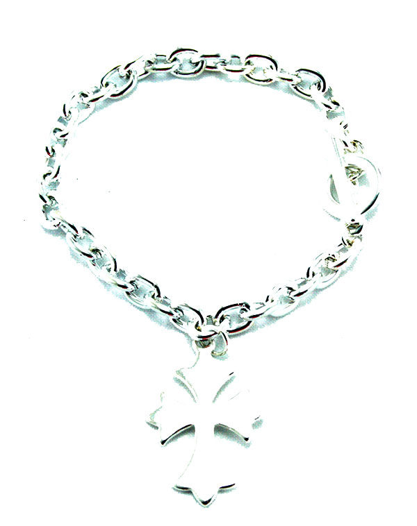 Silver Chain Cross Bracelet/Anklet - Single Cross