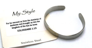 Stainless Steel Religious Silver Cuff Bracelet - Colossians 1:13