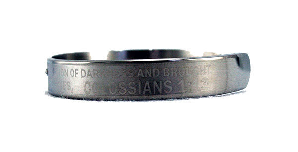 Stainless Steel Religious Silver Cuff Bracelet - Colossians 1:13