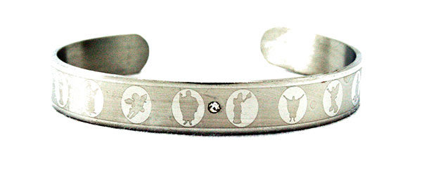 Stainless Steel Religious Silver Cuff Bracelet - Silhouettes