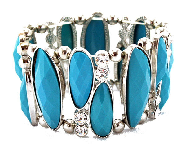 Turquoise Stone and Crystal Bracelet