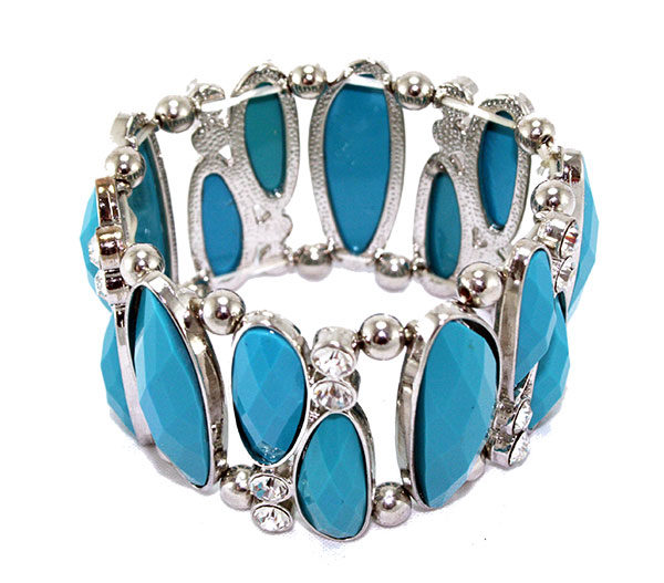 Turquoise Stone and Crystal Bracelet