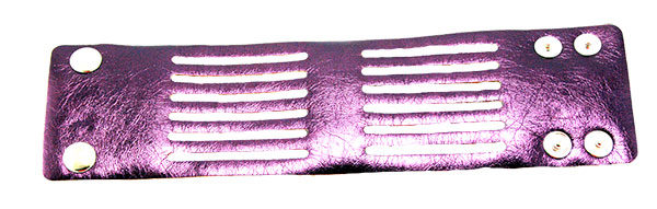 Wrap-Snap Leather Bracelet - Lined - Purple
