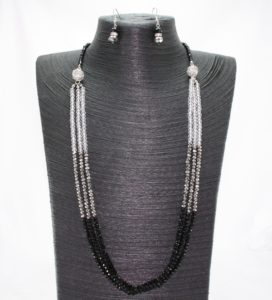 Crystal Magnetic Necklace - Clear/Silver/Black