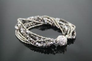 Crystal Magnetic Bracelet - Milky Gunmetal